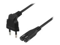 Power cable angled CEE 7/16 straight IEC 60320 C7 3m black