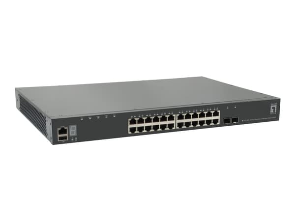 LevelOne GTL-2891 - Switch - L3 - Styrt - 24 x 10/100/1000 + 2 x 10 Gigabit SFP+ (opplenke) - rackmonterbar Grå