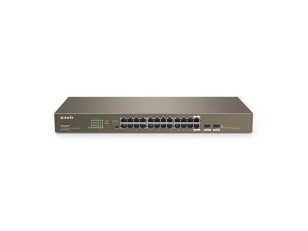 Tenda TEG1024F - Switch - ohanterad - 24 x 10/100/1000 + 2 x kombinations-Gigabit SFP - skrivbordsmodell, rackmonterbar