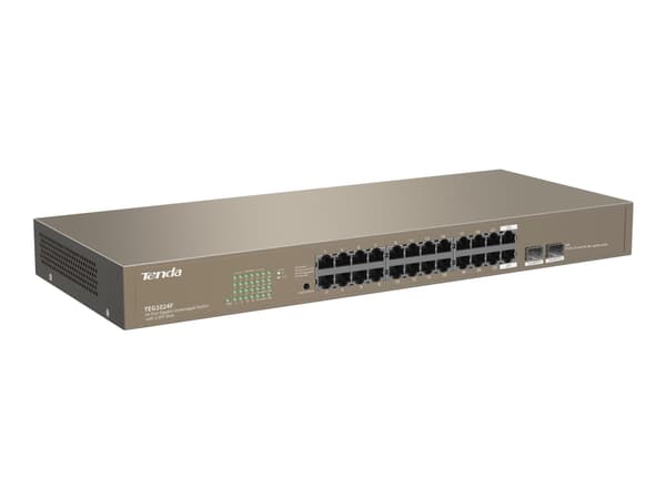 Tenda TEG1024F - Switch - ohanterad - 24 x 10/100/1000 + 2 x kombinations-Gigabit SFP - skrivbordsmodell, rackmonterbar
