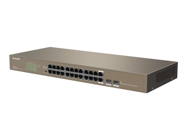 Tenda TEG1024F - Switch - ikke-styrt - 24 x 10/100/1000 + 2 x kombo-Gigabit SFP - stasjonær, rackmonterbar Grå