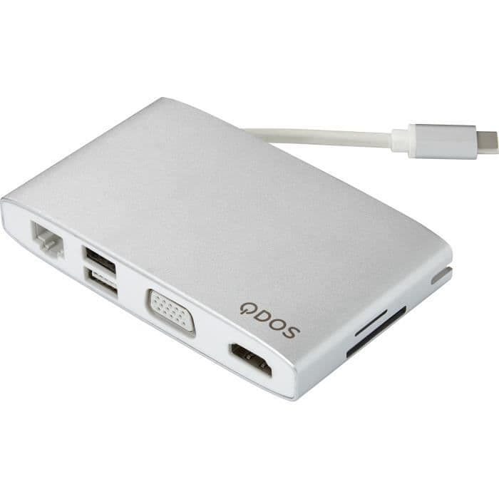 QDOS PowerLink Stor 8-i-1 USB-C hub - sølv