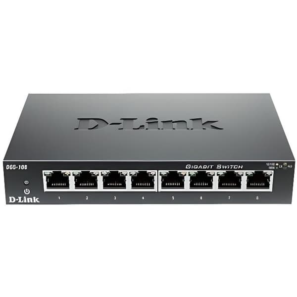 D-Link Switch 8 gigabit DGS108-portar musta