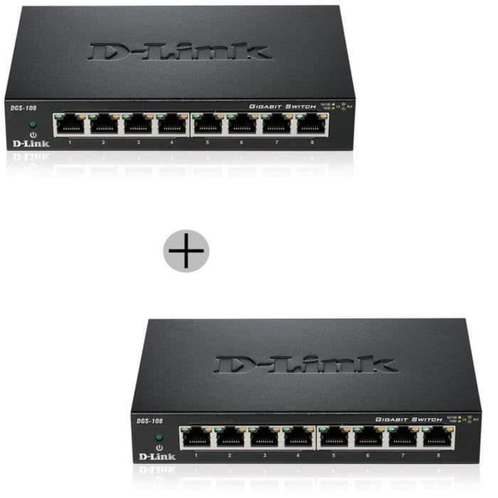D-Link DGS-108x2 Pack de 2-switches 8-Port Gigabit