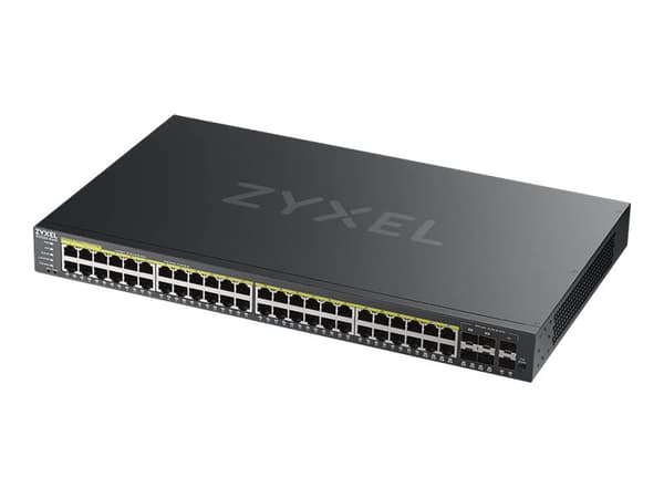 Zyxel GS2220-50HP - Switch - Administrator - 44 x 10/100/1000 (PoE+) + 4 x combo Gigabit SFP + 2 x Gigabit SFP - monterbar på stativ - PoE+ (375 W) Sort