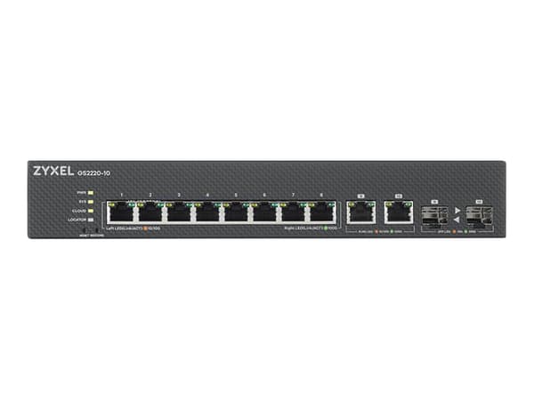 Zyxel GS2220-10 - Switch - Administrerad - 8 x 10/100/1000 + 2 x kombinations-Gigabit SFP - rackmonterbar, väggmonterbar