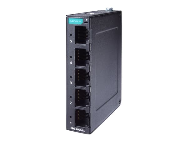 Moxa EDS-2005-EL Series EDS-2005-EL - Switch - ohanterad - 5 x 10/100 - DIN-skenmonterbar - Likström