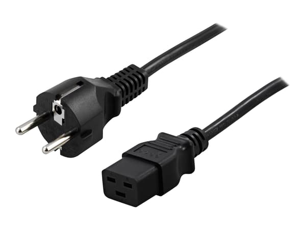 DELTACO DEL-109T - Virtajohto - CEE 7/7 (uros) suoraan IEC 60320 C19 suoraan - AC 250 V - 16 A - 2 m - musta