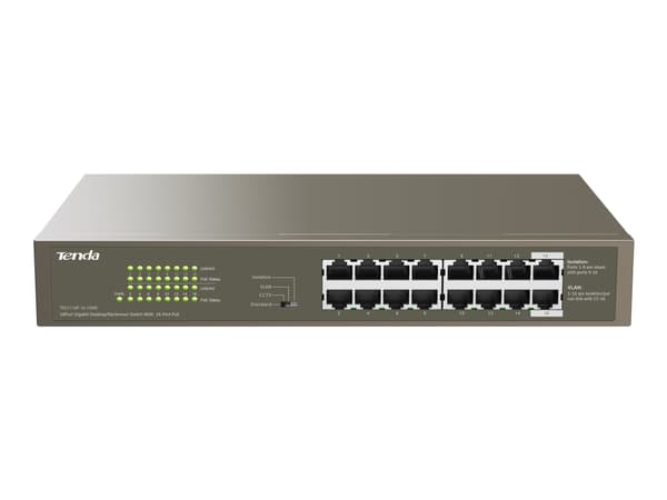Tenda TEG1116P-16-150W - Switch - ohanterad - 16 x 10/100/1000 (PoE) - skrivbordsmodell, rackmonterbar - PoE (135 W)