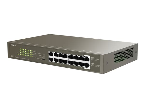Tenda TEG1116P-16-150W - Switch - ikke-styrt - 16 x 10/100/1000 (PoE) - stasjonær, rackmonterbar - PoE (135 W) Bronse