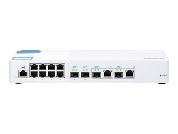 QNAP QSW-M408-2C - Switch - Administrerad - 2 x 10 Gigabit SFP+ + 2 x kombo 10 Gigabit SFP+ + 8 x 10/100/1000 - skrivbordsmodell Vit