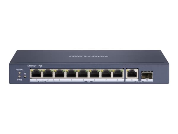 Hikvision Pro Series DS-3E0510HP-E - Switch - ikke-styrt - 6 x 10/100/1000 (PoE) + 2 x 10/100/1000 (Hi-PoE) + 1 x 10/100/1000 + 1 x Gigabit SFP - sta