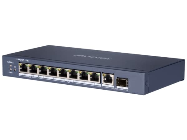Hikvision Pro Series DS-3E0510HP-E - Switch - ikke-styrt - 6 x 10/100/1000 (PoE) + 2 x 10/100/1000 (Hi-PoE) + 1 x 10/100/1000 + 1 x Gigabit SFP - sta