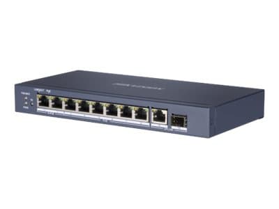 Hikvision Pro Series DS-3E0510HP-E - Switch - ikke-styrt - 6 x 10/100/1000 (PoE) + 2 x 10/100/1000 (Hi-PoE) + 1 x 10/100/1000 + 1 x Gigabit SFP - sta Blå