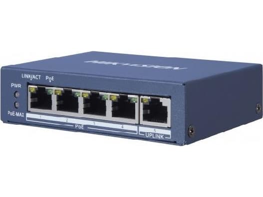 Hikvision Pro Series DS-3E0505HP-E - Switch - ikke-styrt - 3 x 10/100/1000 (PoE) + 1 x 10/100/1000 (Hi-PoE) + 1 x 10/100/1000 - stasjonær - High PoE
