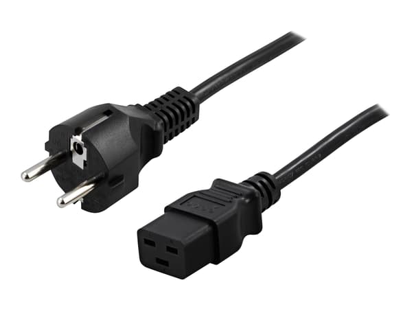 DELTACO - Virtajohto - CEE 7/7 (uros) IEC 60320 C19 - AC 250 V - 16 A - 3 m - suora pistokeliitäntä - musta