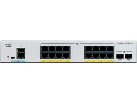Cisco Catalyst 1000-16FP-2G-L - Switch - Administrerad - 16 x 10/100/1000 (PoE+) + 2 x gigabit SFP (upplänk) - rackmonterbar - PoE+ (240 W)