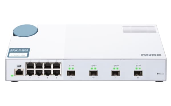 QNAP QSW-M408S - Switch - Styrt - 8 x 10/100/1000 + 4 x 10 Gigabit SFP+ - stasjonær