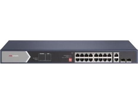 Hikvision Pro Series DS-3E0520HP-E - Switch - ohanterad - 12 x 10/100/1000 (PoE) + 4 x 10/100/1000 (Hi-PoE) + 2 x 10/100/1000 + 2 x Gigabit SFP - rac