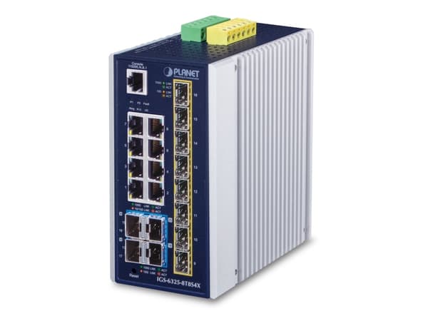 PLANET IP30 Industrial L3 8-Port, Hallittu, Gigabit Ethernet (10/100/1000), Telineasennus, Seinäkiinnitteinen