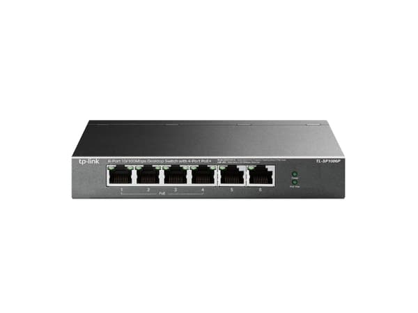 TP-Link TL-SF1006P, Uhåndtert, Fast Ethernet (10/100), Full tosidig, Strøm over Ethernet (PoE) Svart