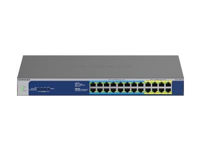 NETGEAR GS524UP, Hallitsematon, Gigabit Ethernet (10/100/1000), Täysin kaksipuolinen, Power over Ethernet -tuki, Telineasennus Harmaa