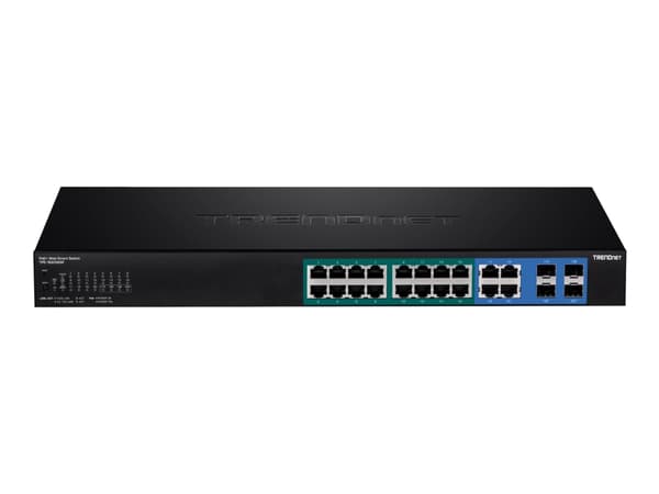 TRENDnet TPE 1620WSF - Switch - L2+ - smart - 16 x 10/100/1000 (PoE+) + 4 x delad Gigabit SFP - rackmonterbar - PoE+ (370 W) - TAA-kompatibel