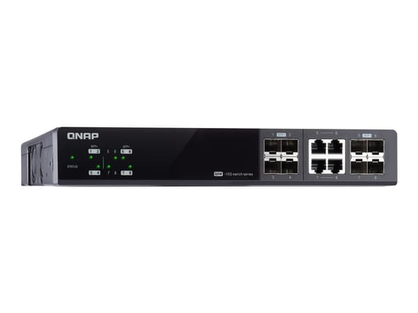 QNAP QSW-M804-4C, Hallittu, 10G Ethernet (100/1000/10000), Täysin kaksipuolinen, Telineasennus