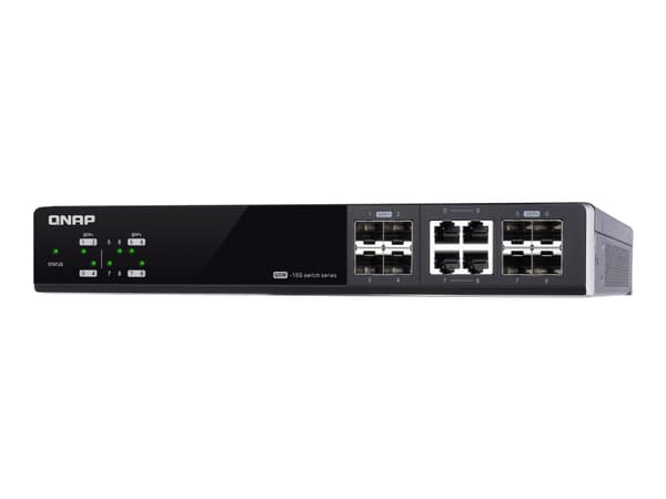 QNAP QSW-M804-4C, Hallittu, 10G Ethernet (100/1000/10000), Täysin kaksipuolinen, Telineasennus musta