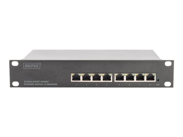 DIGITUS DN-80117 - Switch - L2+ - Administrerad - 8 x 10/100/1000 - skrivbordsmodell, rackmonterbar