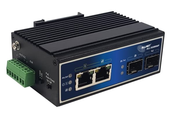 ALLNET ALL-SGI8004P, Ohanterad, Gigabit Ethernet (10/100/1000), Gigabit Ethernet, Strömförsörjning via Ethernet (PoE) stöd Svart