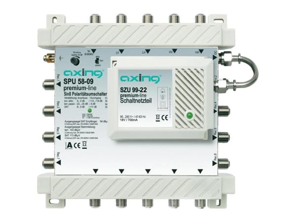 Axing SPU 58-09, 5 innganger, 8 utganger, 950 - 2400 MHz, 85 - 862 MHz, IP20, F