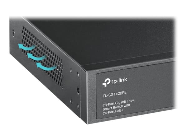 TP-Link TL-SG1428PE - Switch - smart - 24 x 10/100/1000 (PoE+) + 2 x 10/100/1000 - monterbar på stativ - PoE+ (250 W) - AC 100 - 240 V