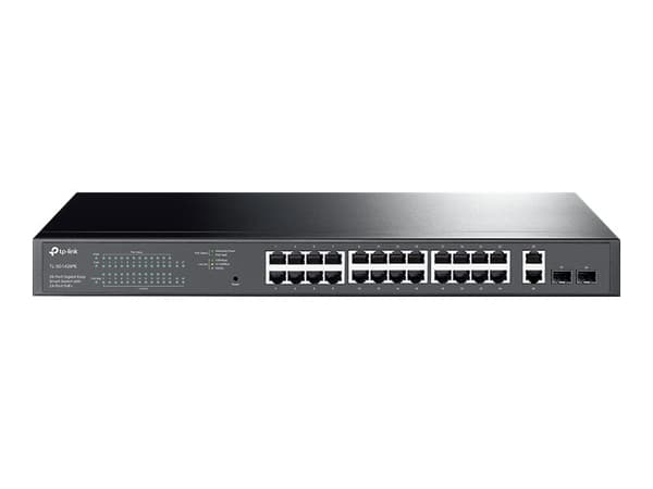 TP-Link TL-SG1428PE - Switch - smart - 24 x 10/100/1000 (PoE+) + 2 x 10/100/1000 - monterbar på stativ - PoE+ (250 W) - AC 100 - 240 V