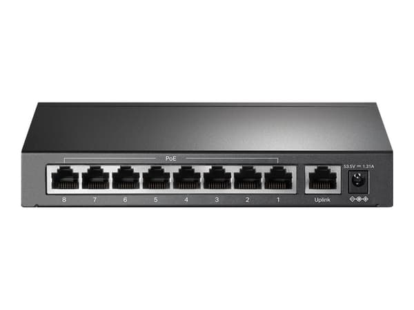 TP-Link TL-SF1009P - Switch - ohanterad - 8 x 10/100 (PoE+) + 1 x 10/100 - skrivbordsmodell - PoE+ (65 W)