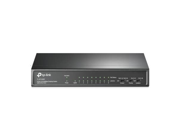 TP-Link TL-SF1009P - Switch - ohanterad - 8 x 10/100 (PoE+) + 1 x 10/100 - skrivbordsmodell - PoE+ (65 W)