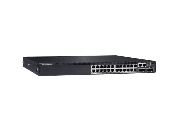 Dell PowerSwitch N2224PX-ON - Switch - L3 - Styrt - 12 x 10/100/1000/2.5G (PoE+) + 12 x 1/2.5G (PoE++) + 4 x 25 Gigabit SFP28 - front til bakside-luf