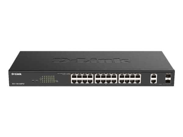 D-Link DGS-1100-26MPV2/E, Managed, L2, Gigabit Ethernet (10/100/1000), Full duplex, Power over Ethernet (PoE), Rack mounting