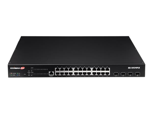 Edimax Pro GS-5424PLX - Switch - smart - 24 x 10/100/1000 (PoE+) + 4 x 10 Gigabit SFP+ (opplenke) - rackmonterbar - PoE+ (400 W)