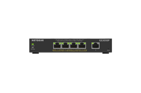 NETGEAR 5-Port Gigabit Ethernet PoE+ Plus Switch (GS305EP), Hallittu, L2/L3, Gigabit Ethernet (10/100/1000), Täysin kaksipuolinen, Power over Etherne