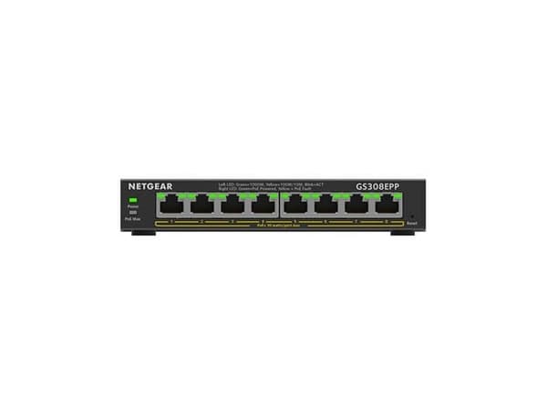 NETGEAR Plus GS308EPP - Switch - smart - 8 x 10/100/1000 (PoE+) - stasjonær, veggmonterbar - PoE+ (123 W)