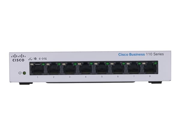 Cisco Business 110 Series 110-8PP-D - Switch - ikke-styrt - 4 x 10/100/1000 (PoE) + 4 x 10/100/1000 - rackmonterbar, stasjonær, veggmonterbar - PoE (