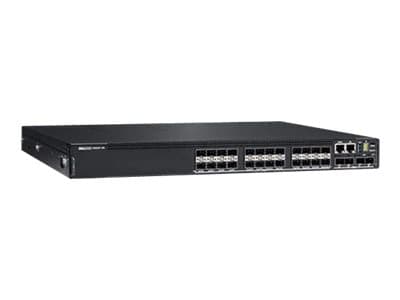 Dell PowerSwitch N3224F-ON - Switch - L3 - Styrt - 24 x Gigabit SFP + 4 x 10 Gigabit SFP+ + 2 x 100 Gigabit QSFP28 - front til bakside-luftflyt - rac Svart
