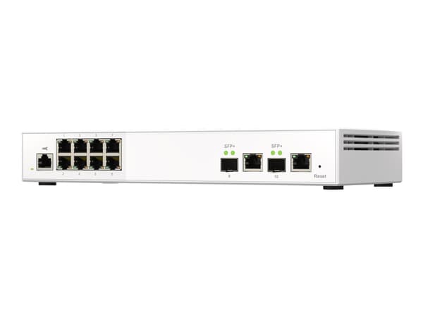 QNAP QSW-M2108-2C - Switch - Styrt - 2 x 10 Gigabit SFP+ + 8 x 2.5GBase-T - stasjonær Grå, Hvit