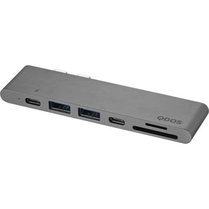 QDOS PowerLink Pro 7 i 1 USB-C 7-in1 hub - Sideral grå