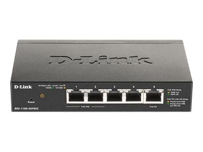 D-Link DGS-1100-05PDV2, Hallittu, Gigabit Ethernet (10/100/1000), Täysin kaksipuolinen, Power over Ethernet -tuki