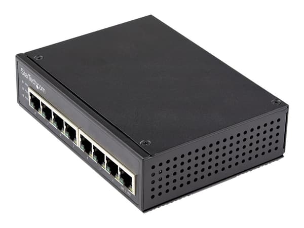 StarTech.com Industriell 8-ports Gigabit PoE-switch - 30 W - Power Over Ethernet-switch - GbE PoE+ ohanterad switch - Robust Gigabit-nätverksswitch m