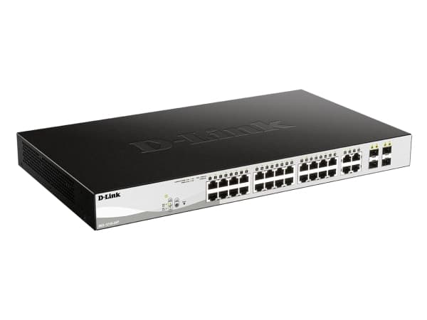 D-Link Web Smart DGS-1210-24P - Switch - Administrerad - 24 x 10/100/1000 (PoE) + 4 x kombination Gigabit Ethernet/Gigabit SFP - skrivbordsmodell, ra