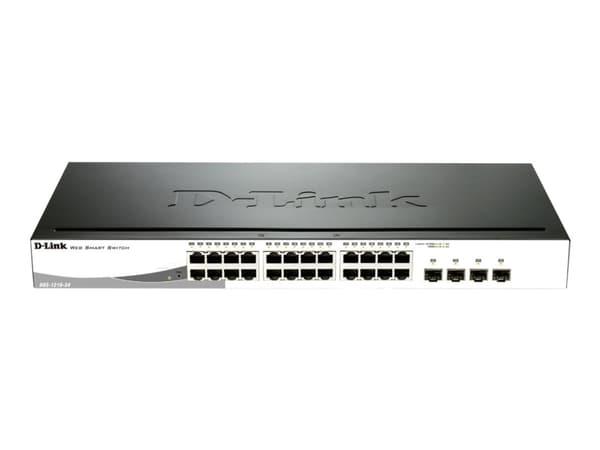 D-Link Web Smart DGS-1210-24P - Switch - Administrerad - 24 x 10/100/1000 (PoE) + 4 x kombination Gigabit Ethernet/Gigabit SFP - skrivbordsmodell, ra
