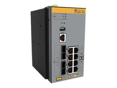 Allied Telesis AT IE340-12GP - Switch - L3 - Styrt - 8 x 10/100/1000 (PoE+) + 4 x 1000Base-X SFP - DIN-skinnemonterbar, veggmonterbar - PoE+ (240 W)
